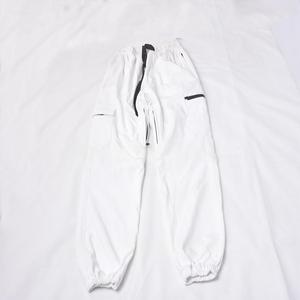 Unisex White Cargo <b>Pants</b> Drawstring Elastic Waist Breathable Polyester Trousers Adult Streetwear Style - Product Image 1