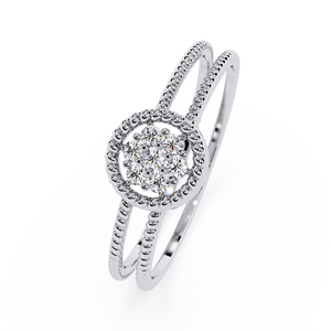 Bague de fiançailles en or blanc avec diamant de laboratoire, taille ronde brillante, halo, ajustable pour femme, anniversaire - Product Image 2