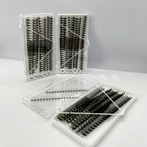 ขนตาปลอมสำเร็จรูปเวียดนาม รุ่น Ultra-Speed CC Curl แบบพัดสำเร็จรูป ก้านยาว ปลายแหลม ฐานแคชเมียร์ สีดำด้าน - Product Image 1