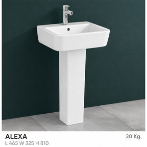 Lavabo de Pedestal Rectangular de Travertino de Piedra Natural Alexa, con un Solo Orificio, Minimalista, para Baño, Montado en el Suelo, Acabado Pulido - Product Image 2