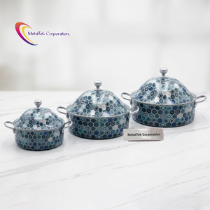 Ensemble de 3 casseroles en acier inoxydable de qualité supérieure, réchaud isotherme de style arabe avec couvercle, marmite à fond épais, réchauds pour aliments. - Product Image 3
