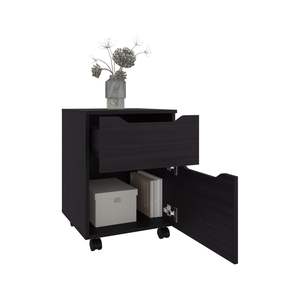 Comodino moderno Ethan scaffali aperti comodino con una porta camera da letto di stoccaggio in nero - Product Image 4