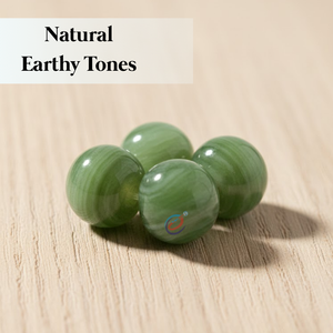 Perles en verre rondes rayées vert clair |   Perles entretoises lisses faites à la main 12x16mm pour la fabrication de bijoux et les loisirs créatifs - Product Image 4