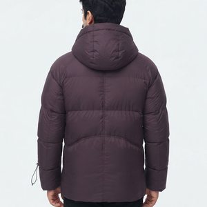 Veste matelassée en duvet bordeaux pour homme, coupe-vent, à capuche, pour l'hiver, vente en gros, fabricant OEM - Product Image 3