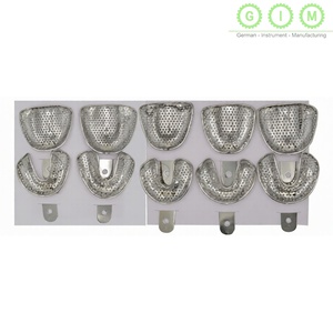 Plateaux d'empreinte dentaire supérieurs en acier inoxydable, ensemble supérieur et inférieur, perforés, autoclavables pour un moulage dentaire précis - Product Image 1