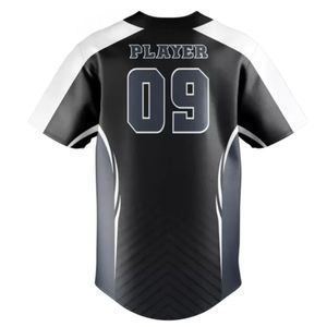 Maillot de baseball noir, gris et blanc pour homme, chemise d'équipe entièrement boutonnée, respirante, légère, uniforme sportif, entraînement - Product Image 2