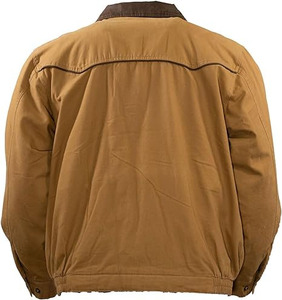 Men's Brown Canvas Puffer <b>Jacket</b> Turn-down Collar Zipper Closure Regular Fit Autumn Waterproof Hooded <b>Fleece</b> <b>Lining</b> Solid Color - Product Image 2