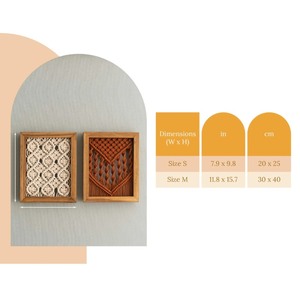 Juego de 4 Tapices de Macramé Enmarcados, Decoración Abstracta Geométrica Bohemia para Sala de Estar - Product Image 2