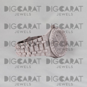 Reloj Unisex de Diseño Elegante con Incrustaciones de Moissanita, Esfera Redonda, Caja de Cuarzo, Resistente al Agua, Venta al Por Mayor para Exportación - Product Image 2