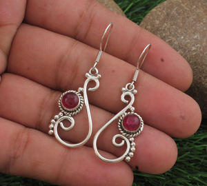 Pendientes de Jade Rojo Natural, Plata de Ley 925, Piedras Preciosas Hechas a Mano, Joyería de Lujo para Mujer, Venta al por Mayor - Product Image 5