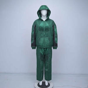 Chándal con Capucha Verde para Hombre, Estilo Deportivo, Corte Regular, Poliéster con Diseño de Puntos, Ropa de Otoño, Cierre de Cremallera, Bolsillos Laterales - Product Image 1
