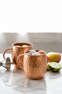 Copper cocktail <b>cup</b> set for constellation themed beverages hammered finish metal <b>cups</b> durable <b>reusable</b> premium bar mugs - Product Image 3