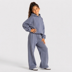 Pantalon de jogging décontracté surdimensionné gris glace à lignes contrastées pour garçon, en molleton respirant de qualité supérieure - Product Image 4