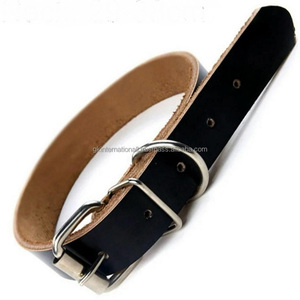 Arnés natural duradero de piel de vaca collar de perro de doble capa hecho a mano de cuero genuino resistente collar de perro mascota a precio barato - Product Image 2