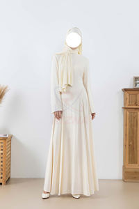 Robe maxi ample à manches larges et col rond pour femmes musulmanes, classique, simple et modeste, couleurs personnalisables - Product Image 5