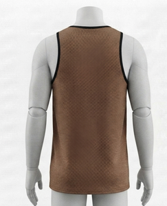Men's Brown <b>Mesh</b> Tank Top Round Neck Sleeveless Breathable Regular Fit All Seasons 100% Polyester Solid Color Basketball Apparel - Product Image 2