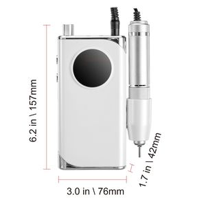 Portable Cordless 40,000RPM Electric Rechargeable <b>Nail</b> Drill LCD Display Acrylic Gel Grinder Tool USB Plug Low 6 Files Included - Product Image 3