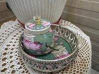 Panier décoratif en métal plaqué or avec poignée, style bohème, design rond, pour la décoration de la maison, collection tray sacred cow