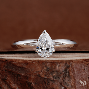 Anillo de Compromiso Solitario Petite Pear con Diamante Cultivado en Laboratorio de 0.50 CT Certificado por IGI, con Corte en Espiral en Oro Sólido de 10K para Aniversario - Product Image 1
