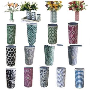 Macetero de Metal con Incrustaciones de Hueso, Hecho a Mano, Forma Redonda, Estilo Minimalista, para Decoración del Hogar, Producto de Lujo, Exportaciones al por Mayor - Product Image 2