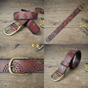 Equipro Formal Leather <b>Belt</b> with Alloy Box Frame Buckle Striped Pattern 3.5cm Width 110cm Length Durable Design - Product Image 3