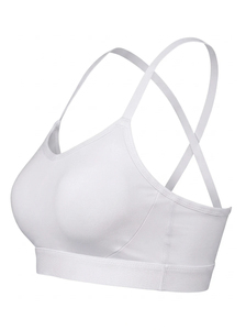 Soutien-gorge de sport uni pour l'entraînement, soutien-gorge de yoga à bretelles croisées au dos, hauts de gym pour femmes, vêtements de fitness - Product Image 6