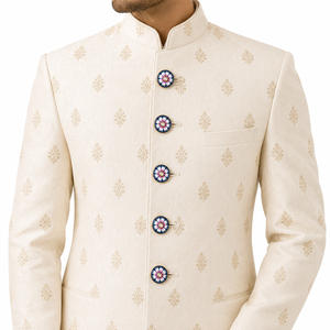 Botón de latón con diseño de flor esmaltada, centro de cuarzo rosa, blanco y azul, joyería formal para hombre - Product Image 2