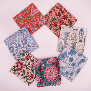 Mouchoirs en coton bio de luxe imprimés à la main, multicolores, style floral vintage, écologiques, cadeau pour adultes - Product Image 1