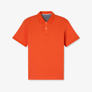 Men's <b>Orange</b> Short Sleeve Cotton Pique <b>Polo</b> Shirt Casual Breathable Plain Dyed Knitted Regular Fit - Product Image 3