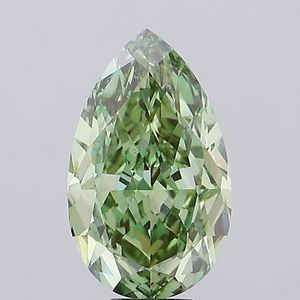 Diamant CVD de qualité supérieure, taille poire, coupe excellente, vert vif fantaisie, cultivé en laboratoire, certifié IGI, clarté VS1, pour la joaillerie. - Product Image 1