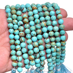 Cuentas facetadas redondas de turquesa AAA de 7mm-8mm, turquesa natural genuina de Arizona, piedra semipreciosa, cuentas sueltas para la fabricación de joyería. - Product Image 2