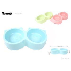 Bol d'alimentation pour chat Yommy 27 cm à double compartiment pour animaux de compagnie avec design visage de chat - Product Image 1