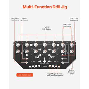 Two-in-One Aluminum Alloy Cabinet Hole <b>Drilling</b> Tool Shelf Pin <b>Jig</b> and Hinge <b>Jig</b> for Woodworking Machinery Parts - Product Image 2