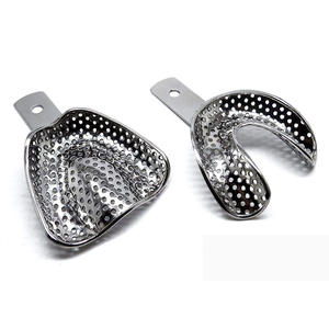 Plateaux d'empreinte dentaire professionnels en acier inoxydable |   Kit de plateaux métalliques perforés réutilisables pour quadrants supérieurs et inférieurs - Product Image 4