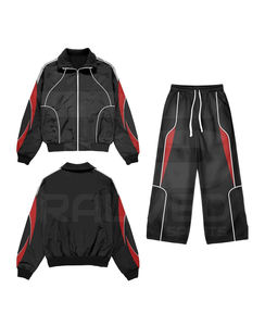 Survêtement 100% nylon 2 pièces, pantalon et veste à capuche, logo DTF, lignes réfléchissantes en mesh à l'intérieur, coupe-vent - Product Image 6