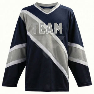 Maillot de hockey sur glace en maille, tissu polyester à séchage rapide, coupe unisexe adulte, manches courtes, respirant, maillot de hockey sur glace personnalisé pour équipe - Product Image 3