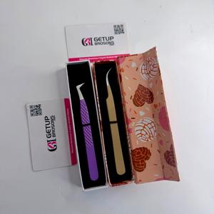 Ensemble de pinces professionnelles pour extensions de cils, marque privée, logo personnalisé, acier inoxydable coloré, manche confortable, volume 10 mm - Product Image 5