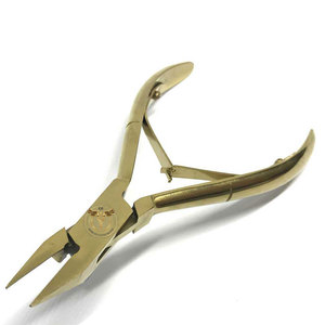 Gold Plated Professional Cuticle Nipper Double Spring Heavy Duty <b>Nail</b> Clipper for Manicure Pedicure Salon Tools - Product Image 1