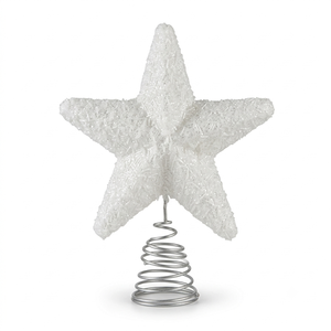 <b>White</b> Beaded Star <b>Christmas</b> Tree Topper with Silver Spiral Spring Base for Winter Holiday <b>Decoration</b> - Product Image 4