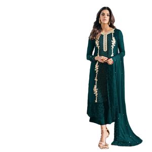 Las mujeres musulmanas de moda paquistaní usan alta calidad buen precio Faux Georgette tela de seda hasta la rodilla superior e inferior con conjunto Dupatta - Product Image 1