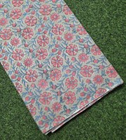 Tissu en coton tricoté imprimé floral, rose corail, bleu, feuilles, matière de couture, doux, léger, écologique, respirant, pour enfants et femmes