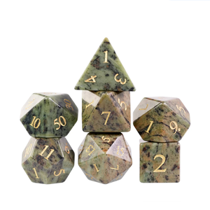 Dados de piedra de alta calidad, jaspe kiwi, cristal natural, piedras curativas de reiki, piedras grabadas, juego de dados personalizados, cristal vikingo - Product Image 1