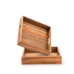 Plateau carré en bois de qualité supérieure, plateau de service en bois massif naturel pour le café, le thé, les aliments, la cuisine, la salle à manger - Product Image 2