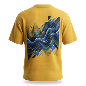 T-shirt Homme Respirant 100% Coton Tricoté Gaufré à Manches Courtes Col Rond Anti-rétrécissement Logo Personnalisé Fournisseur OEM Coupe Classique - Product Image 2