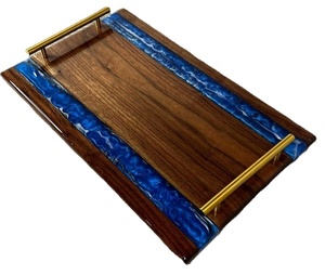 Nuevo regalo para el hogar, bandeja de epoxi grande personalizada, bandeja de Río de resina de madera de acacia, tablero de fiesta, servicio de epoxi de madera - Product Image 5