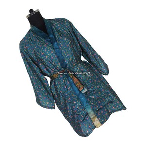 KS011 Bata de Dama de Honor para Mujer, Kimono 2026 con Estampado Bohemio, Ropa de Playa de Verano, Manga Larga con Cinturón, Kimono Largo y Corto de Seda - Product Image 4