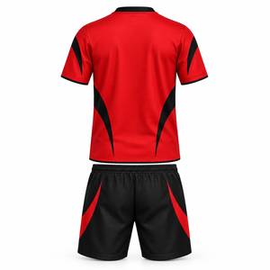 Conjunto de Camiseta y Pantalones Cortos de Fútbol para Hombre, Color Rojo y Negro, Cuello en V, Manga Corta, Poliéster que Absorbe la Humedad, Uniforme Deportivo - Product Image 5