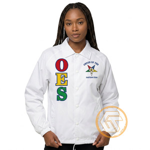 Order of the Eastern Star Women's High Quality Greek Embroidered Polyester <b>Jacket</b> Waterproof & Breathable Silk Lining Front Logo - Product Image 1