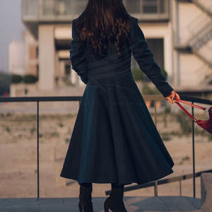 Abrigo Largo de Lana para Mujer, Estilo Urbano, Invierno, Transpirable, de Alta Calidad, Casual, Moderno, con Forro de Algodón - Product Image 6