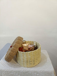 Panier de rangement en papier tressé à la main LTL Handicraft SP306, mini, écologique, avec poignée, design simple et polyvalent, forme ronde - Product Image 5